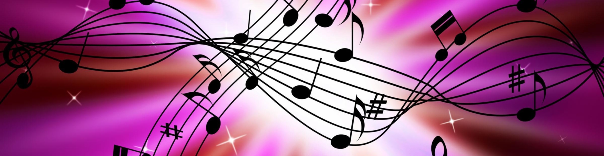 music notes in a purple background
