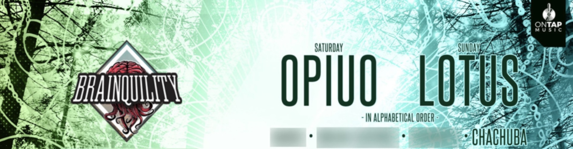 Poster listing acts to perform at Brainquility